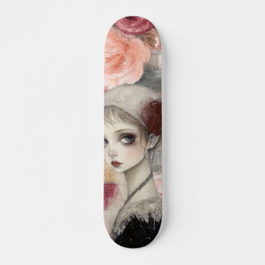 Abstracte kunst noodlijdende grunge girl mixed med persoonlijk skateboard (Voorkant)