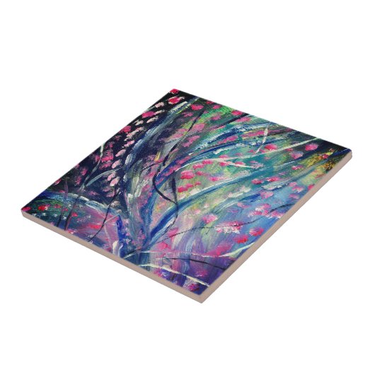 Abstracte kunst olieverf tegeltje (Zijkant)