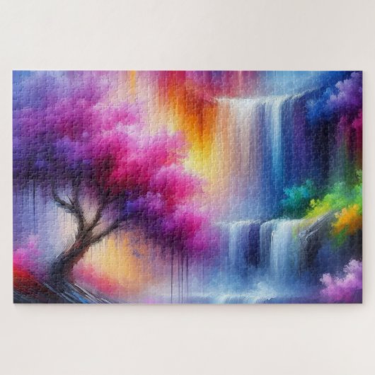 Abstracte Kunst Olieverfschilderij Waterval AI Geg Legpuzzel (Horizontaal)