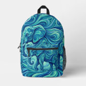 Abstracte Kunst Olifant Blauwe Gradiënt Rugzak (Voorkant)