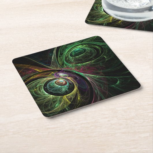 Abstracte kunst oogmerk kartonnen onderzetters (Schuin)