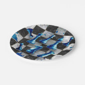 Abstracte kunst op de schaak - blauwe marmer papieren bordje (Gekanteld)