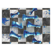 Abstracte kunst op de schaak - blauwe marmer tafelkleed (Voorkant (Horizontaal))