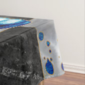 Abstracte kunst op de schaak - blauwe marmer tafelkleed (Voorbeeld)