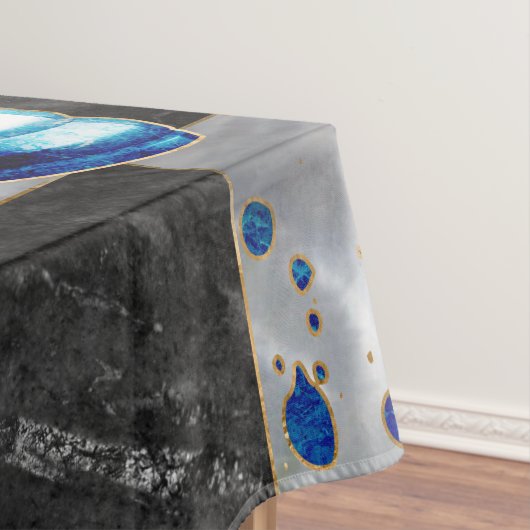 Abstracte kunst op de schaak - blauwe marmer tafelkleed (Voorbeeld)