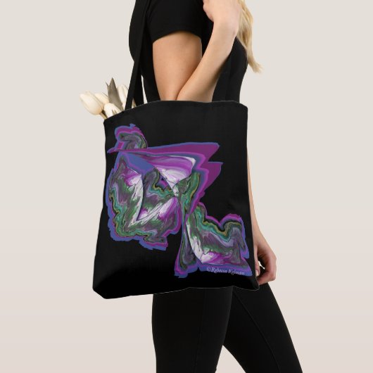 Abstracte kunst op een tote bag (Dichtbij)