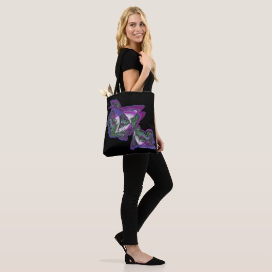 Abstracte kunst op een tote bag (Op model)