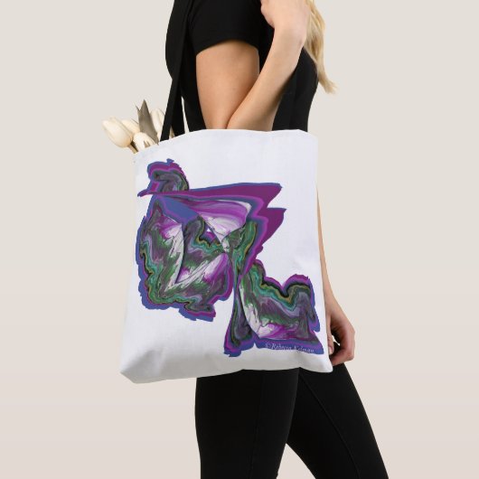 Abstracte kunst op een tote bag (Dichtbij)
