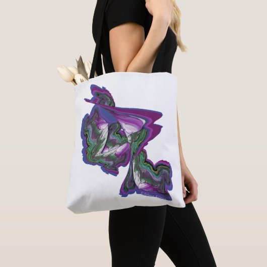 Abstracte kunst op een tote bag (Dichtbij)