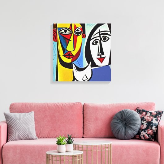 Abstracte kunst op gespannen canvasprint canvas afdruk (Insitu (Woonkamer))
