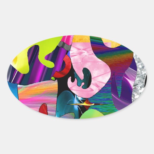 Abstracte kunst ovale sticker (Voorkant)