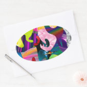 Abstracte kunst ovale sticker (Envelop)