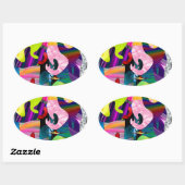 Abstracte kunst ovale sticker (Vel)
