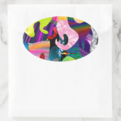Abstracte kunst ovale sticker (Tas)