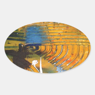 Abstracte kunst ovale sticker
