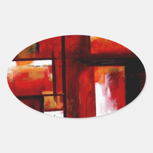 Abstracte kunst ovale sticker (Voorkant)