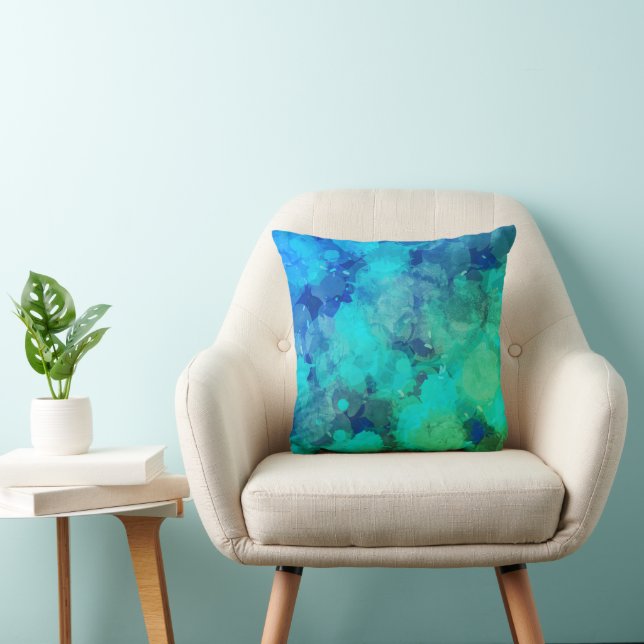 Abstracte kunst paars blauw  kussen (Stoel)