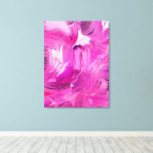 Abstracte Kunst Paars Roze Wit Kwaststreek Canvas Afdruk (Insitu (Houten vloer))