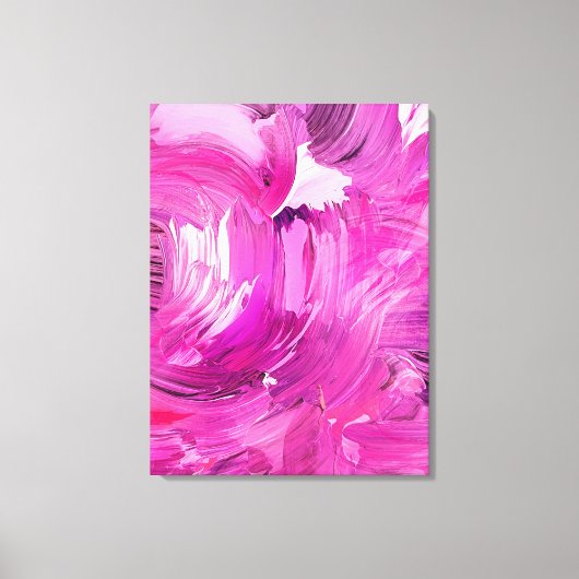 Abstracte Kunst Paars Roze Wit Kwaststreek Canvas Afdruk (Voorkant)