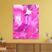 Abstracte Kunst Paars Roze Wit Kwaststreek Canvas Afdruk (Insitu (Woonkamer))