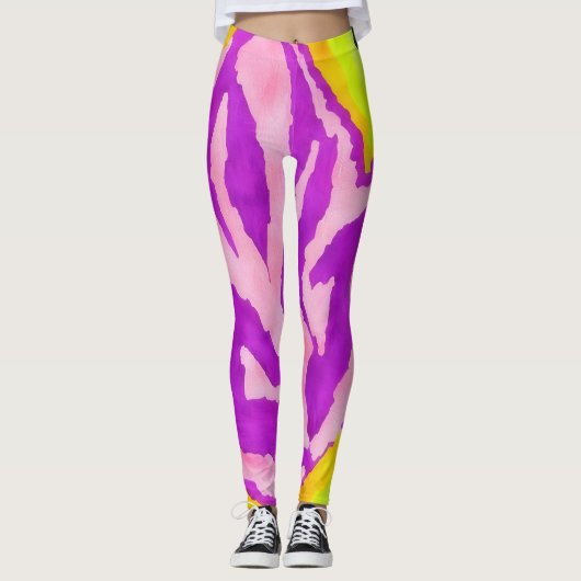 Abstracte kunst Paarse elektrificerende Leggings (Voorkant)