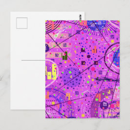 Abstracte Kunst: Paarse Glitch Briefkaart