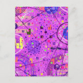 Abstracte Kunst: Paarse Glitch Briefkaart (Voorkant)