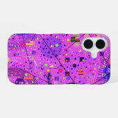 Abstracte Kunst: Paarse Glitch iPhone 16 Hoesje (Achterkant horizontaal)