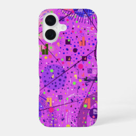 Abstracte Kunst: Paarse Glitch iPhone 16 Hoesje