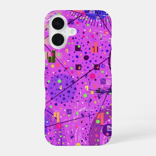 Abstracte Kunst: Paarse Glitch iPhone 16 Hoesje (Achterkant)