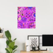 Abstracte Kunst: Paarse Glitch Poster (Thuiskantoor)