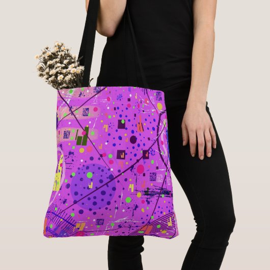 Abstracte Kunst: Paarse Glitch Tote Bag (Dichtbij)