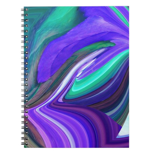 Abstracte kunst paarse N teal blad Notitieboek (Voorkant)