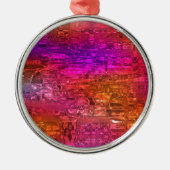 Abstracte kunst, Paarse Oranje roze Metalen Ornament (Voorkant)