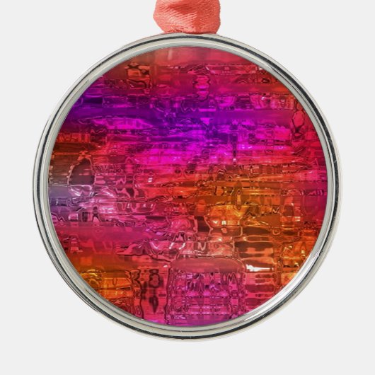 Abstracte kunst, Paarse Oranje roze Metalen Ornament (Voorkant)