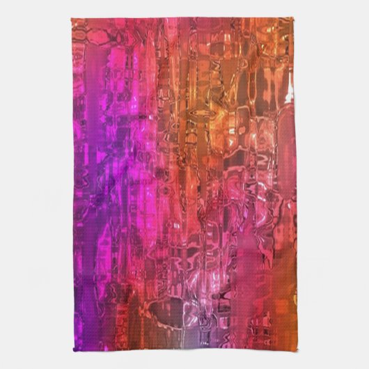 Abstracte kunst, Paarse Oranje roze Theedoek (Verticaal)