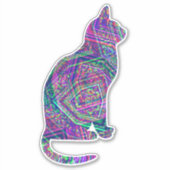 Abstracte Kunst Paarse Roze Patroon Cat Art Sticke Sticker (Voorkant)
