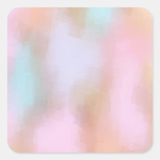 Abstracte kunst pastelkleuren rood geel oranje bla vierkante sticker (Voorkant)