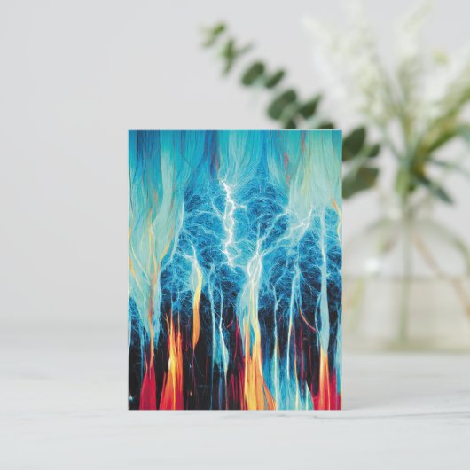 Abstracte kunst Pattern Red en Blue Electric Energ Briefkaart (Staand voorkant)