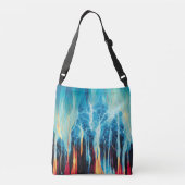 Abstracte kunst Pattern Red en Blue Electric Energ Crossbody Tas (Achterkant)