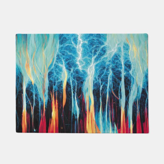 Abstracte kunst Pattern Red en Blue Electric Energ Deurmat (Voorkant)