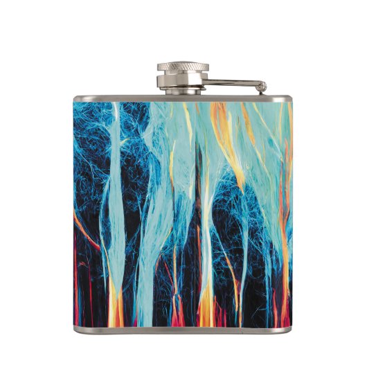 Abstracte kunst Pattern Red en Blue Electric Energ Heupfles (Achterkant)