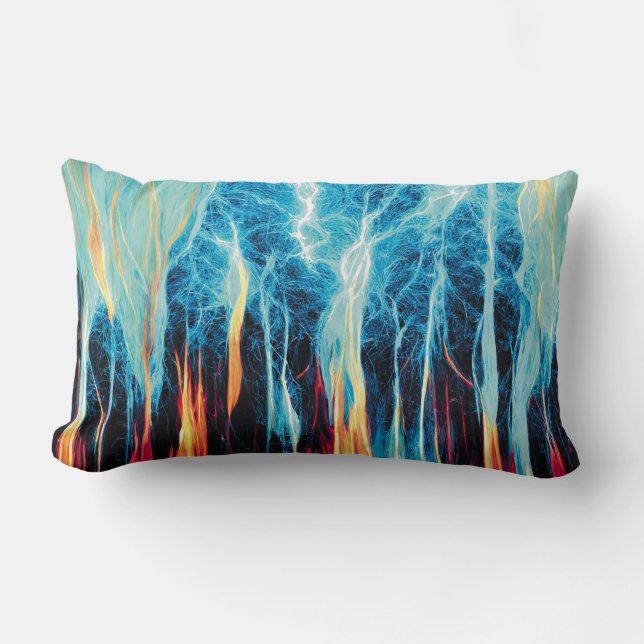 Abstracte kunst Pattern Red en Blue Electric Energ Kussen (Voorkant)