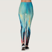 Abstracte kunst Pattern Red en Blue Electric Energ Leggings (Achterkant)