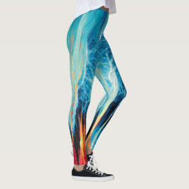 Abstracte kunst Pattern Red en Blue Electric Energ Leggings