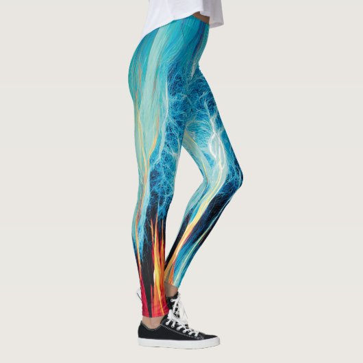 Abstracte kunst Pattern Red en Blue Electric Energ Leggings (Rechts)