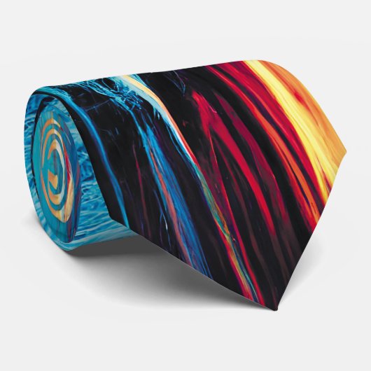 Abstracte kunst Pattern Red en Blue Electric Energ Stropdas (Opgerold)