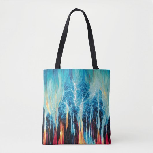 Abstracte kunst Pattern Red en Blue Electric Energ Tote Bag (Voorkant)