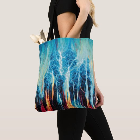 Abstracte kunst Pattern Red en Blue Electric Energ Tote Bag (Dichtbij)