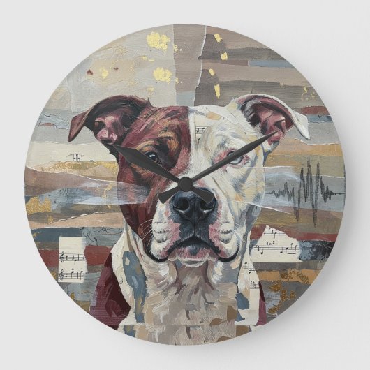 Abstracte Kunst Pitbull Versie 1 Grote Klok (Voorkant)